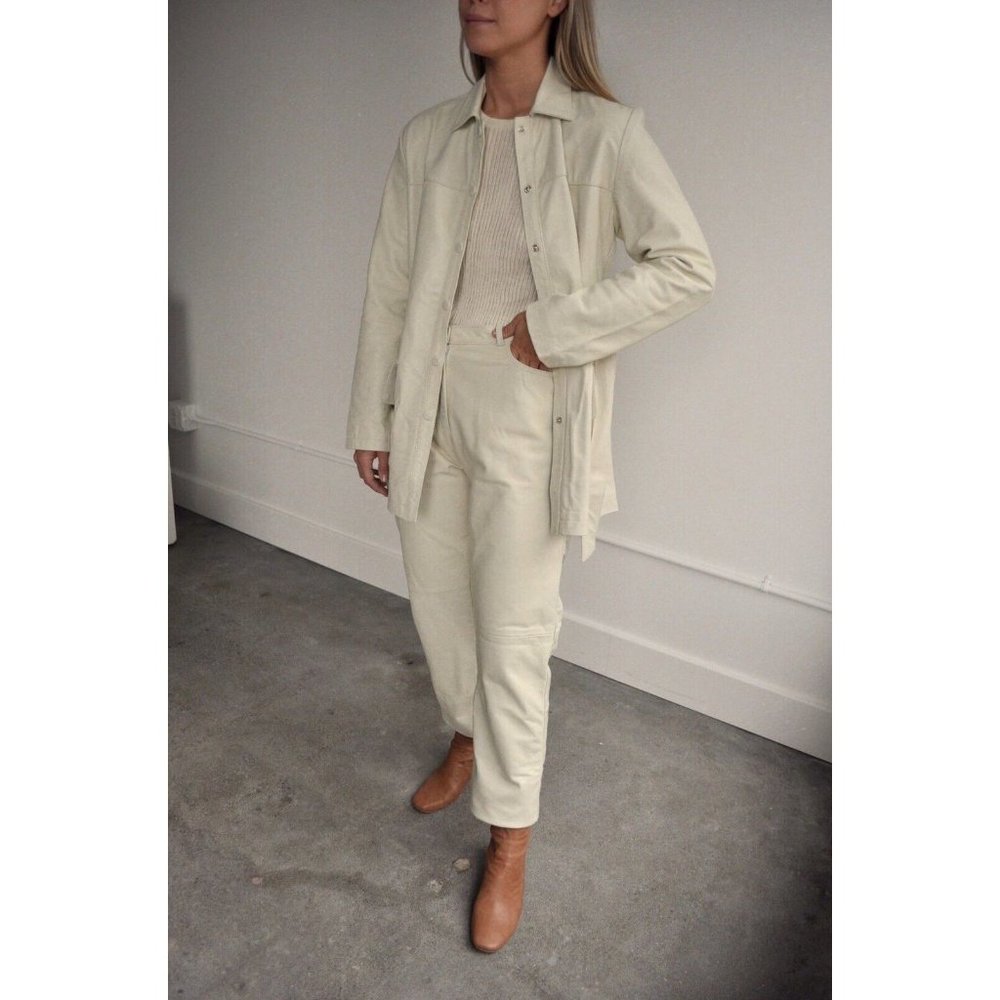 Tach Clothing Dilma Leather Pants Ivory White High Waist Straight